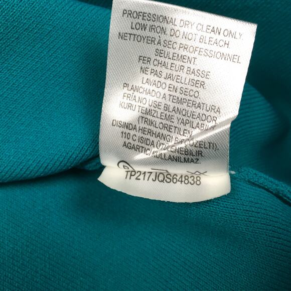 Tibi Skirt Asymmetrical Ribbed Midi Jacquard Neoprene Teal Thick Knit Women's XS - Picture 10 of 15